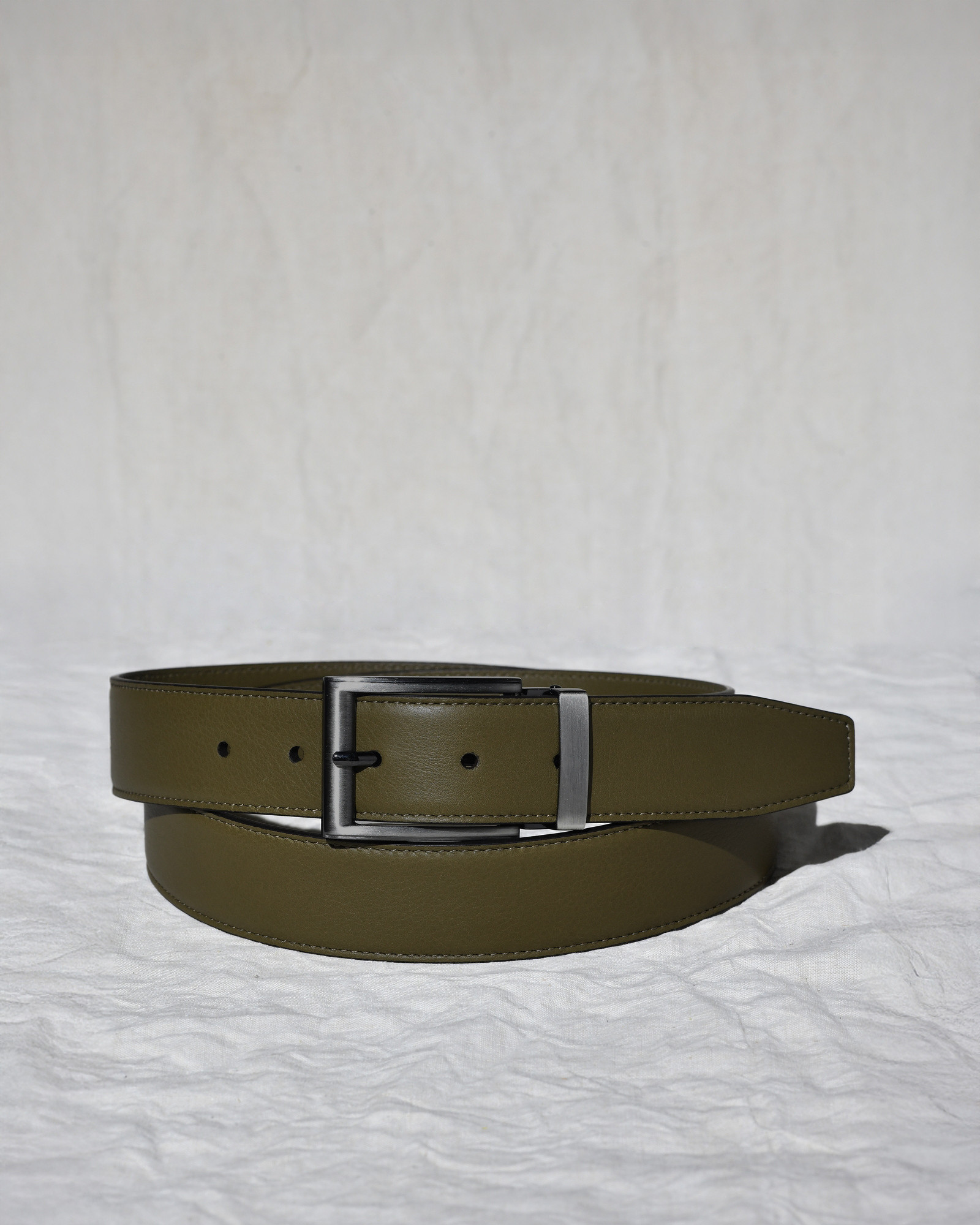 Ceinture bleue en cuir grainé réglable Falorni