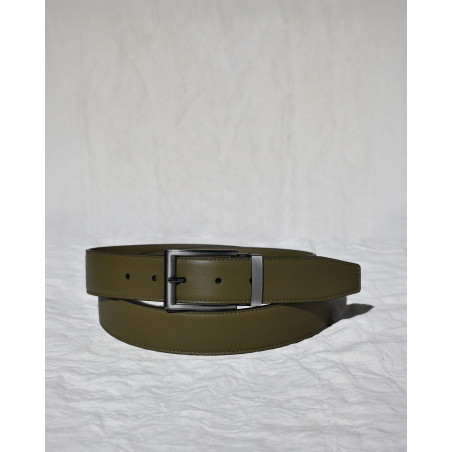 Ceinture bleue en cuir grainé réglable Falorni