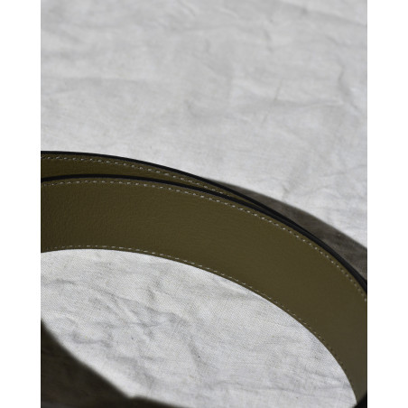 Ceinture bleue en cuir grainé réglable Falorni
