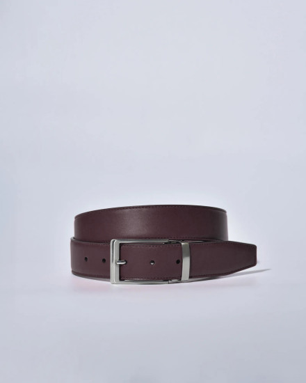 Ceinture en cuir lisse bordeaux réglable Falorni
