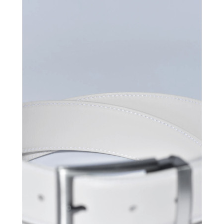 Ceinture en cuir lisse blanc cassé réglable Falorni