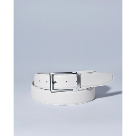 Ceinture en cuir lisse blanc cassé réglable Falorni