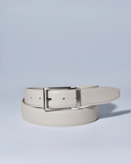 Ceinture en cuir lisse beige réglable Falorni