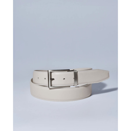 Ceinture en cuir lisse beige réglable Falorni