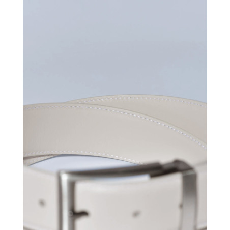 Ceinture en cuir lisse beige réglable Falorni