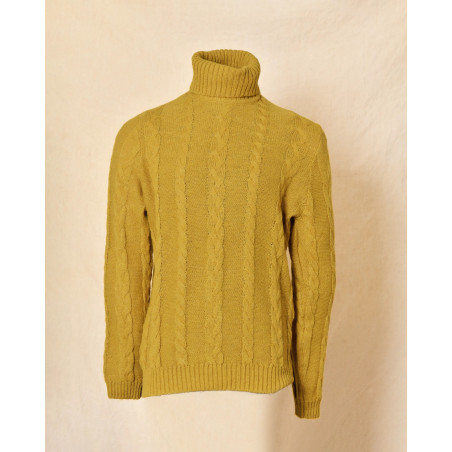 Pull en laine jaune moutarde à col roulé Daniele Alessandrini