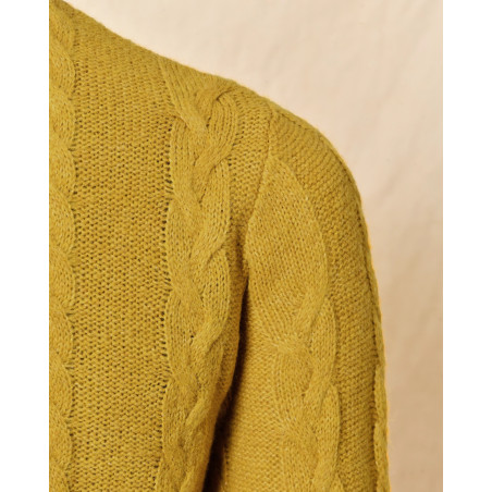 Pull en laine jaune moutarde à col roulé Daniele Alessandrini