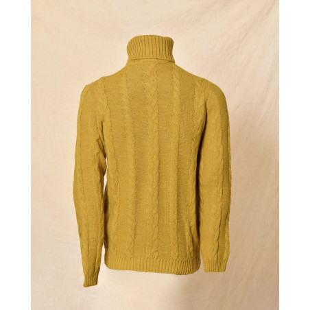 Pull en laine jaune moutarde à col roulé Daniele Alessandrini