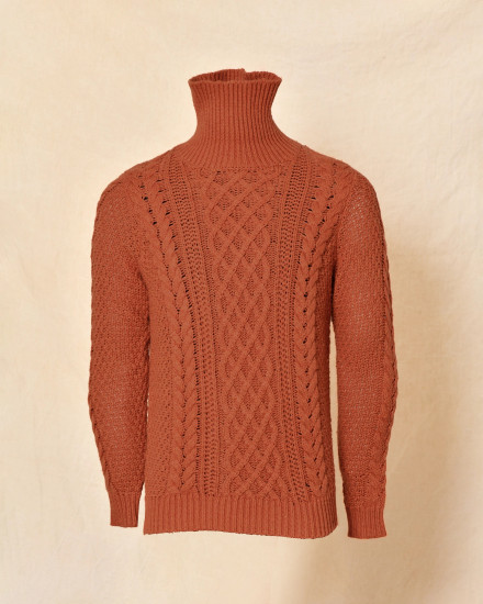Pull en laine à col roulé terracotta Over-D