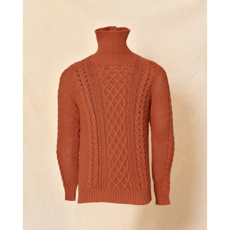 Pull en laine à col roulé terracotta Over-D