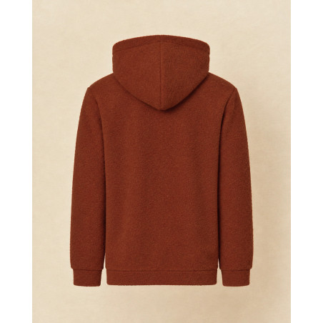 Sweat à capuche zippé en tissu bouclette terracotta Over-D