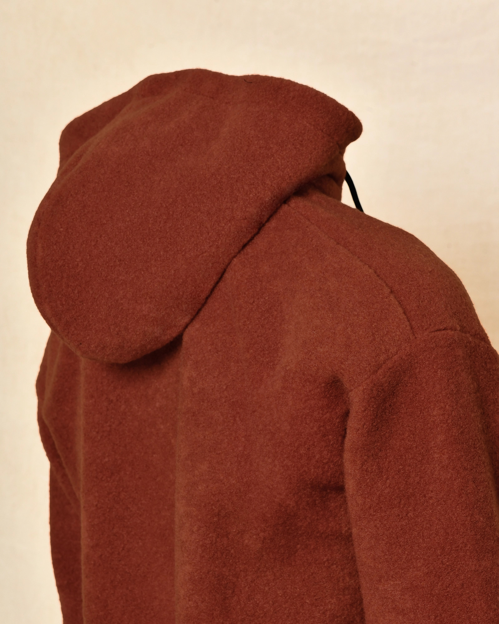 Sweat à capuche zippé en tissu bouclette terracotta Over-D