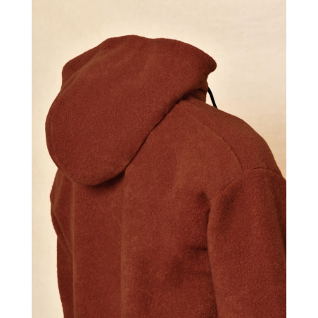 Sweat à capuche zippé en tissu bouclette terracotta Over-D