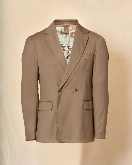 Veste blazer camel à double boutonnage Telacruda