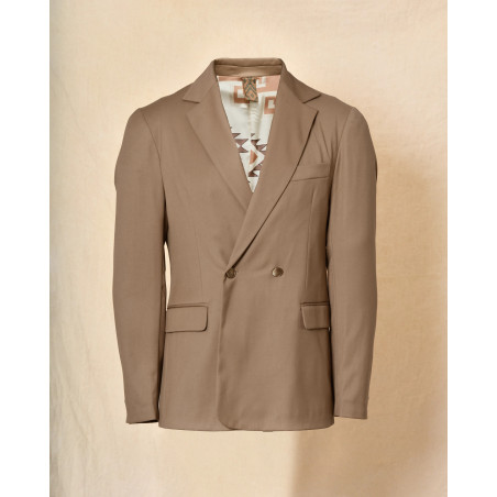 Veste blazer camel à double boutonnage Telacruda