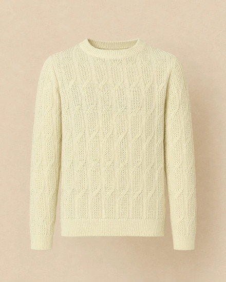 Pull en maille torsadée écru Over-D