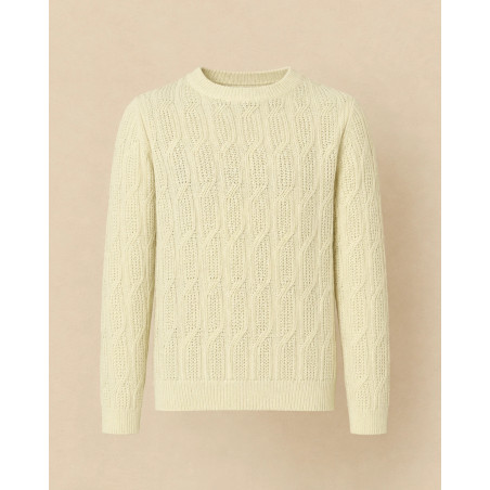 Pull en maille torsadée écru Over-D