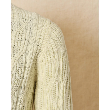 Pull en maille torsadée écru Over-D