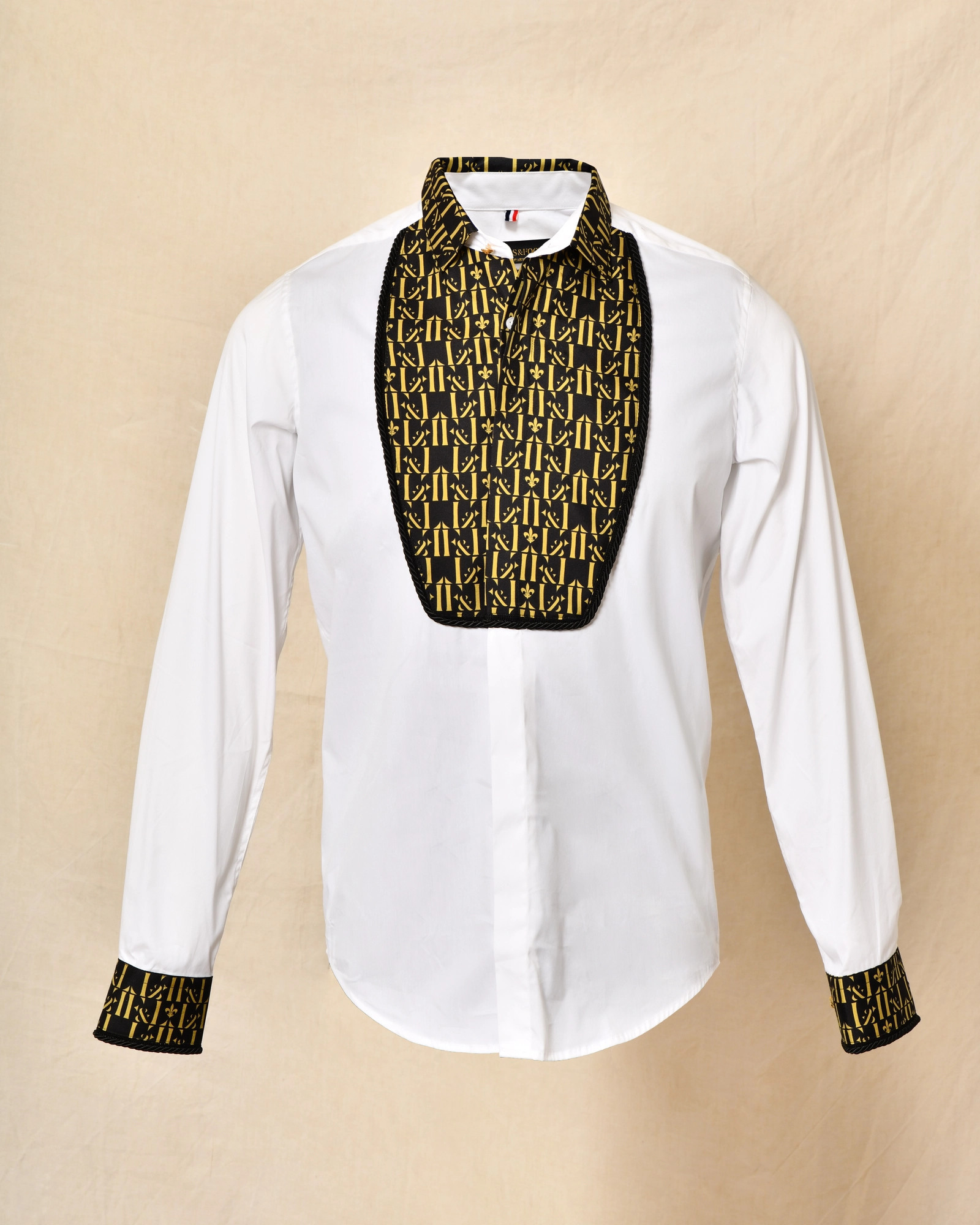 Chemise en coton blanc à plastron noir Lords & Fools