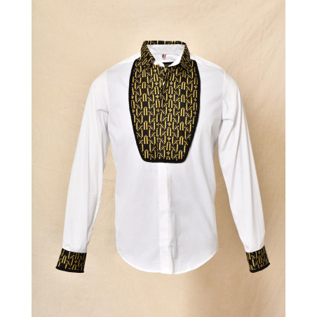 Chemise en coton blanc à plastron noir Lords & Fools