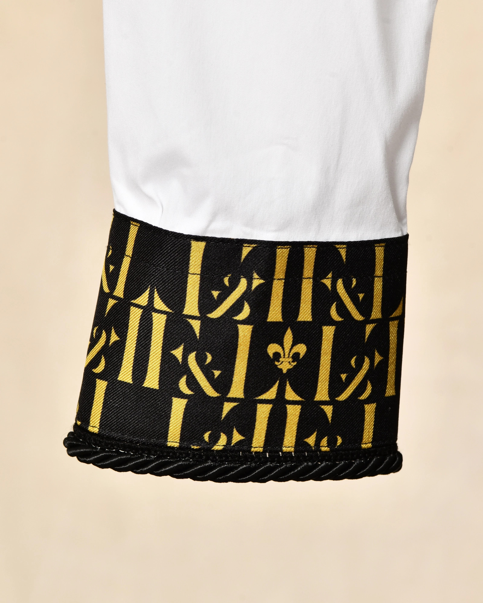 Chemise en coton blanc à plastron noir Lords & Fools