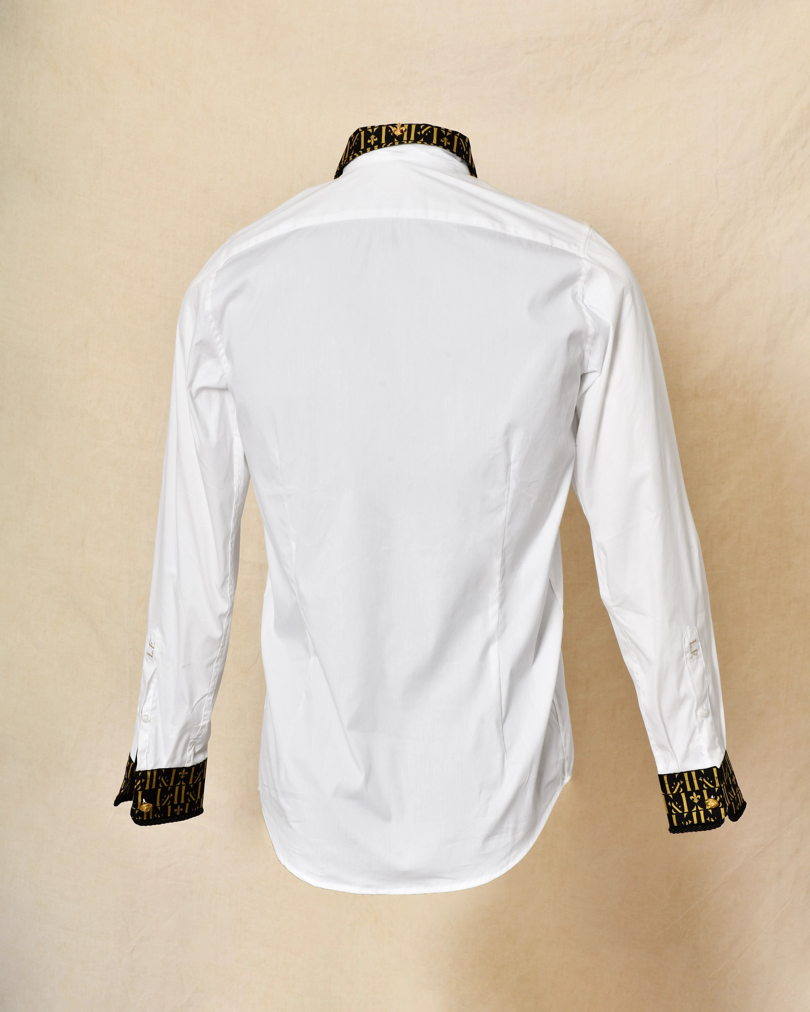 Chemise en coton blanc à plastron noir Lords & Fools