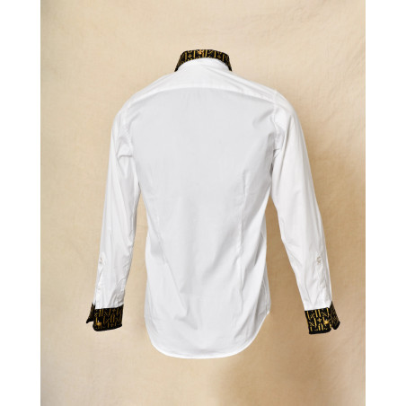 Chemise en coton blanc à plastron noir Lords & Fools