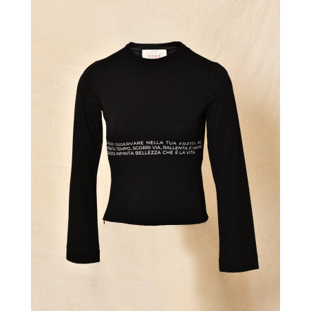 Haut noir ajusté avec inscription graphique blanche Co.Go