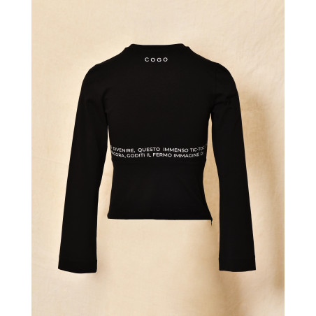 Haut noir ajusté avec inscription graphique blanche Co.Go