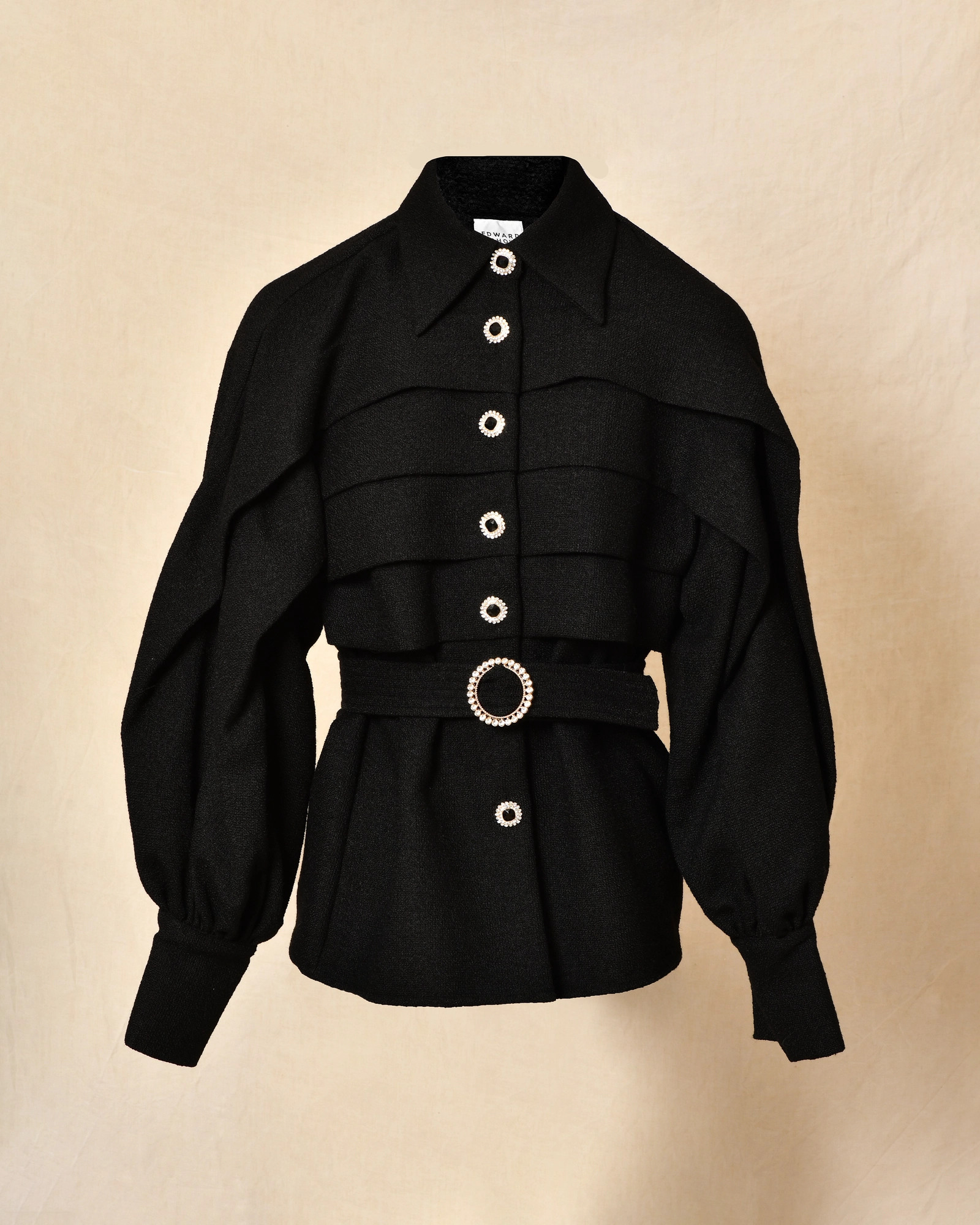 Veste noire cintrée à manches bouffantes Edward Achour