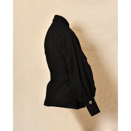 Veste noire cintrée à manches bouffantes Edward Achour