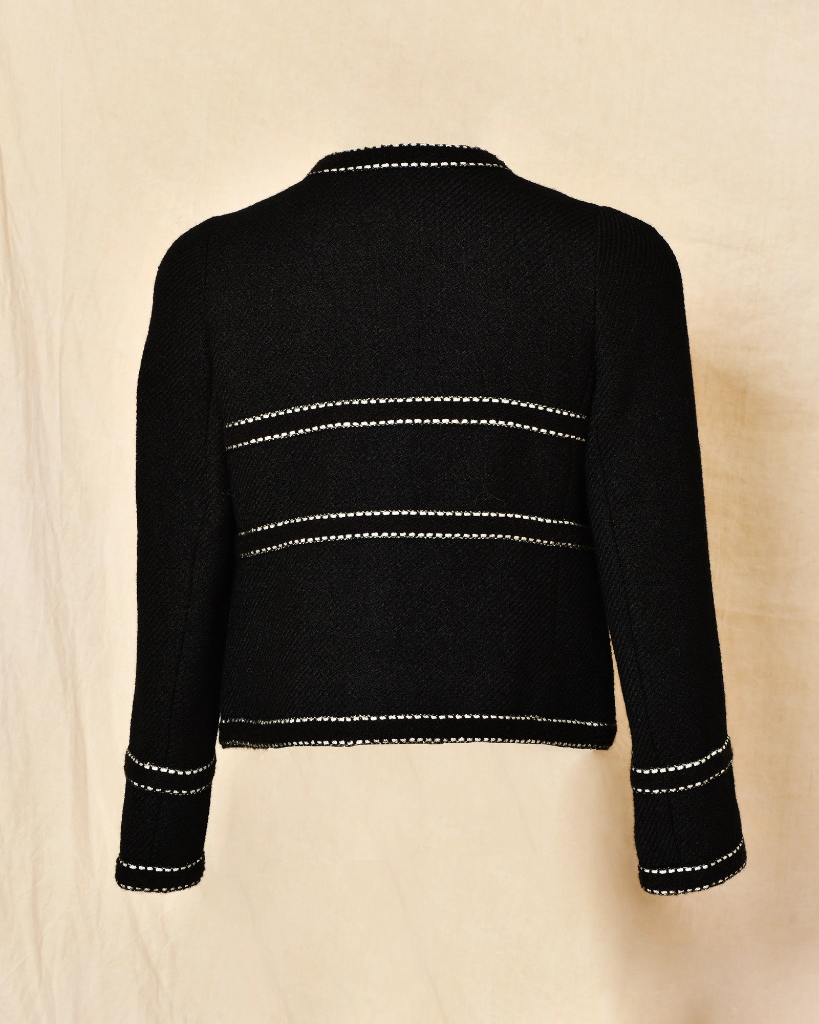 Veste en tweed noire à finitions contrastées Edward Achour
