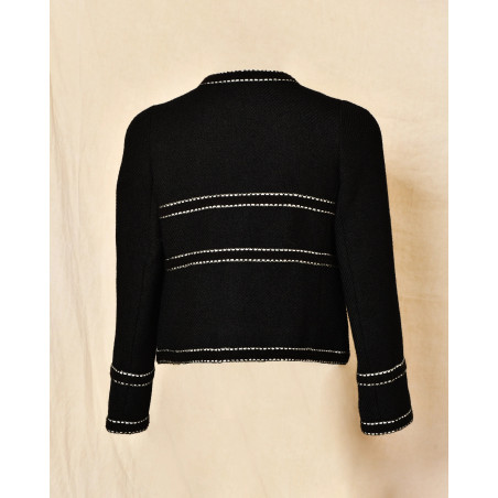 Veste en tweed noire à finitions contrastées Edward Achour
