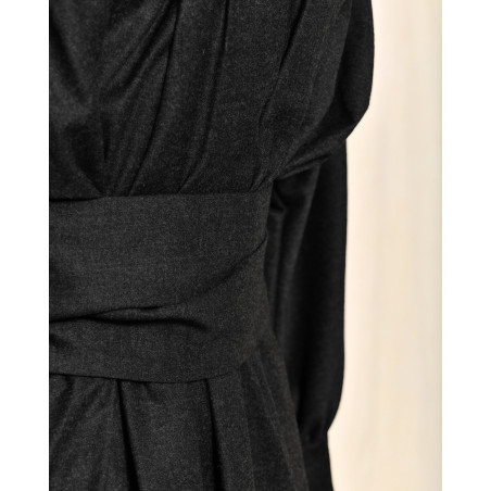 Robe longue grise à manches bouffantes Co.Go