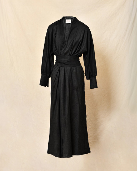 Robe longue grise à manches bouffantes Co.Go
