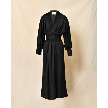 Robe longue grise à manches bouffantes Co.Go