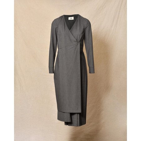 Robe asymétrique longue grise Ixos