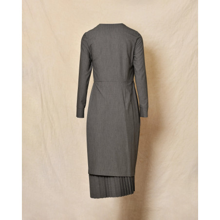Robe asymétrique longue grise Ixos