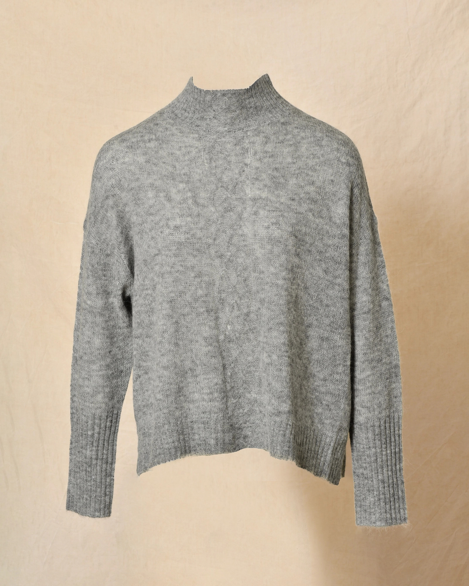Pull à col montant gris en alpaga et laine Bella Jones