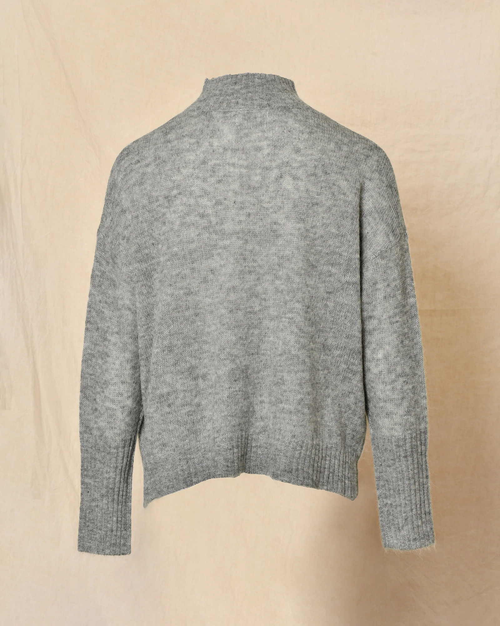 Pull à col montant gris en alpaga et laine Bella Jones