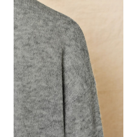 Pull à col montant gris en alpaga et laine Bella Jones