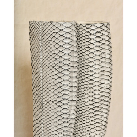 Bottes en cuir écrues effet python à talons aiguilles Sergio Rossi
