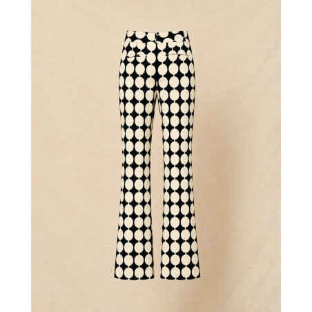 Pantalon bleu et beige à imprimé graphique à pois Co.Go