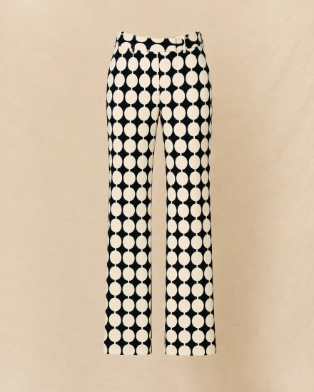 Pantalon bleu et beige à imprimé graphique à pois Co.Go