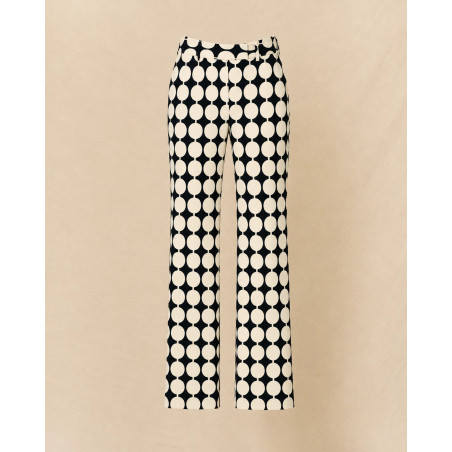 Pantalon bleu et beige à imprimé graphique à pois Co.Go