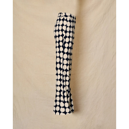 Pantalon bleu et beige à imprimé graphique à pois Co.Go
