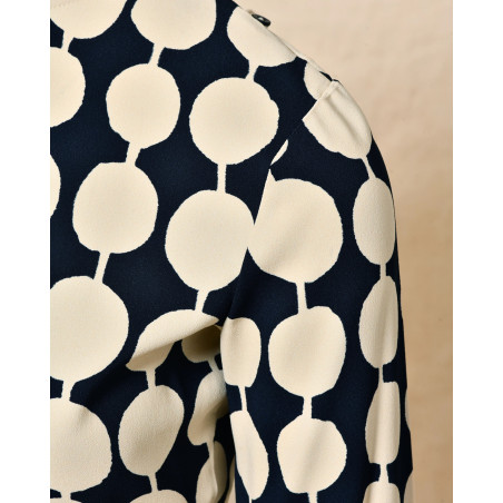 Top bleu et beige à imprimé graphique à pois Co.Go