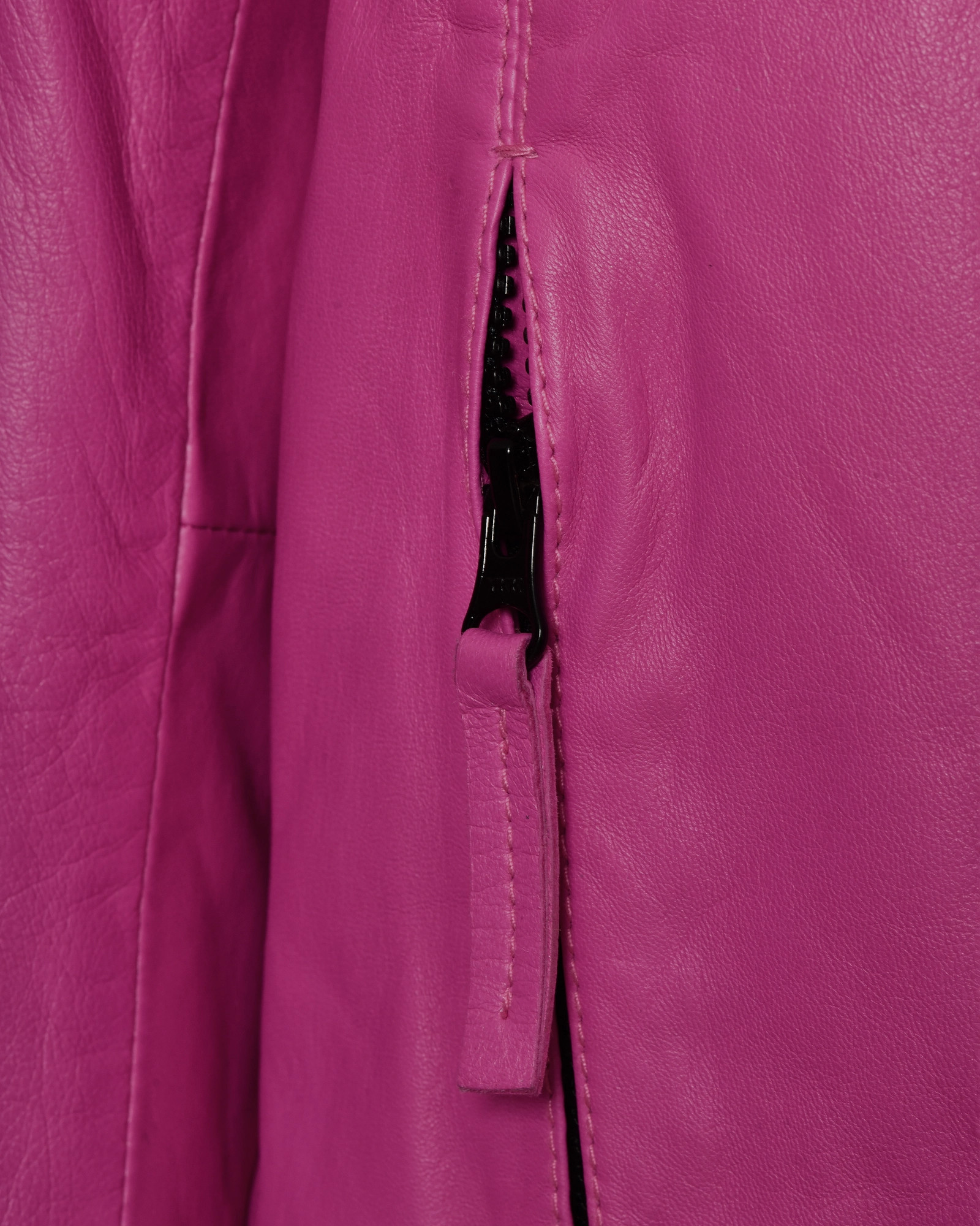 Blouson à capuche en cuir fuchsia Possery