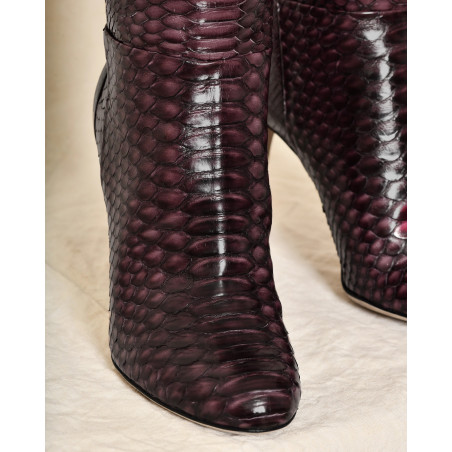 Bottes en cuir violettes effet python à talons aiguilles Sergio Rossi