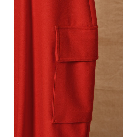 Pantalon en laine cargo rouge à jambes larges Co.Go